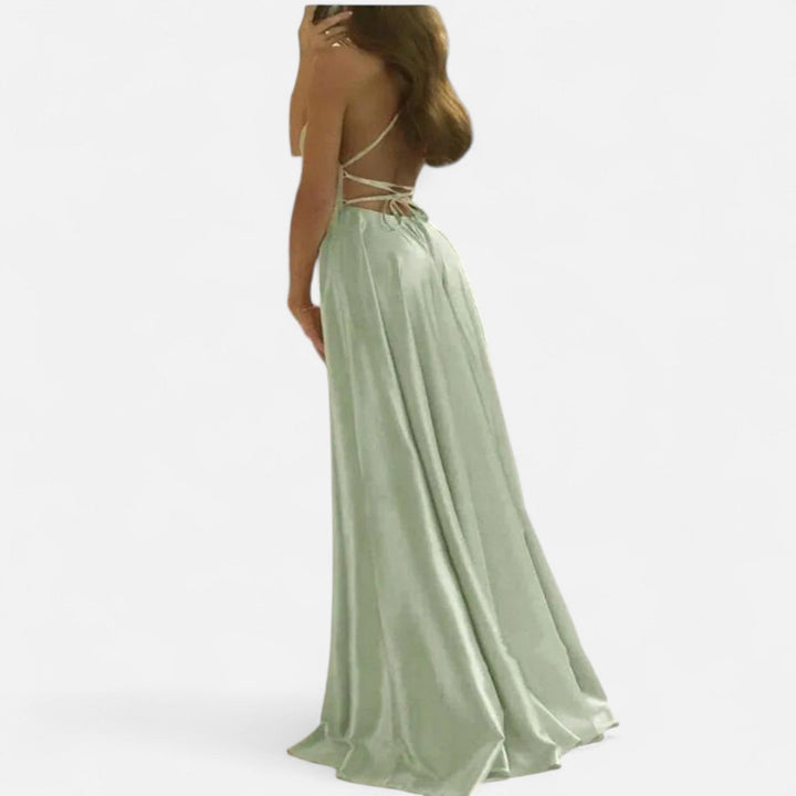 Margaret | Women’s Modern Fit Satin Slit  Maxi Dress