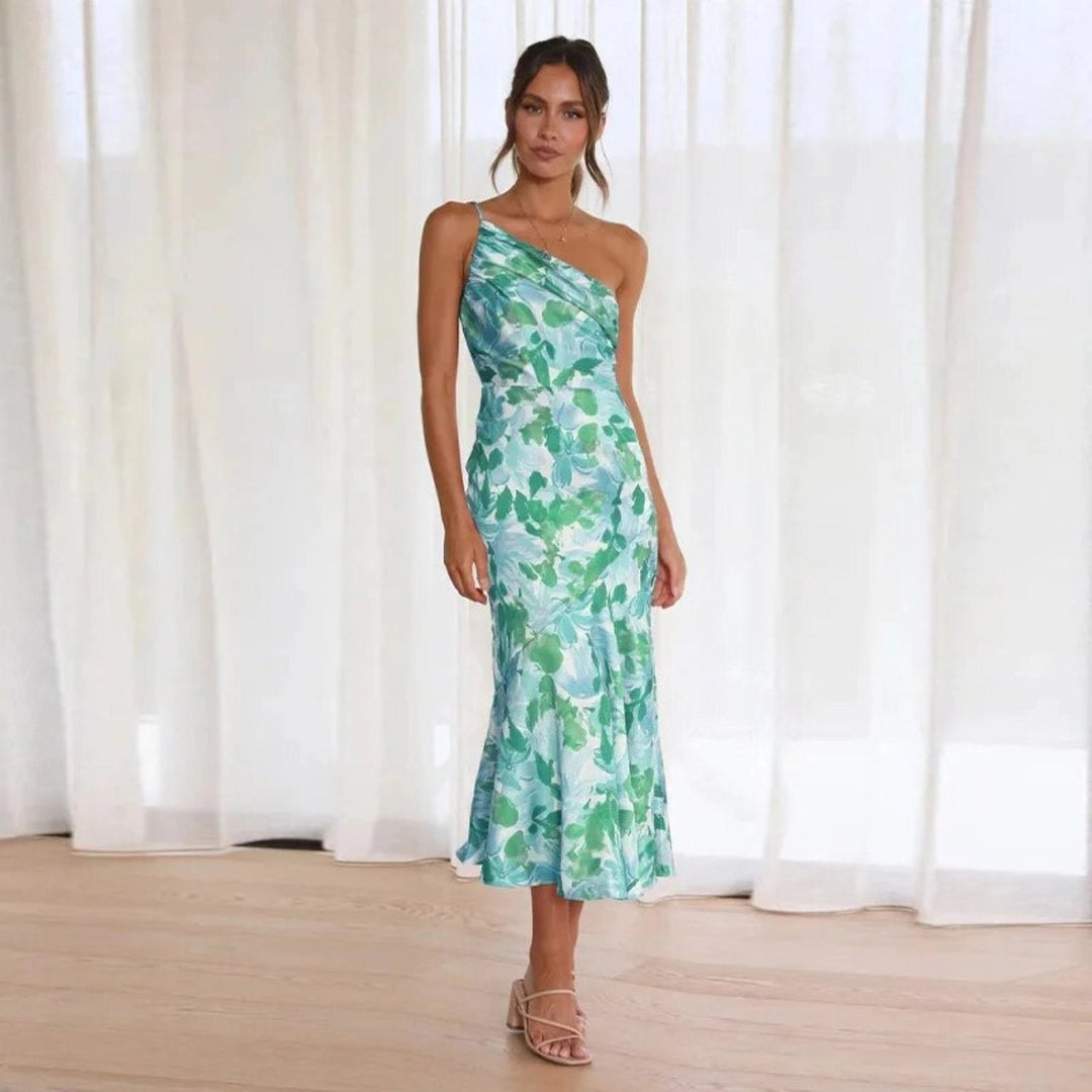 Hailey | Women’s Summer Maxi Dress with Asymmetrical Cut and Floral Pattern