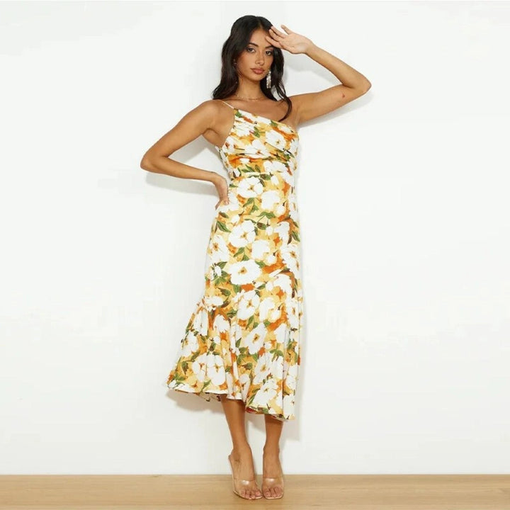 Hailey | Women’s Summer Maxi Dress with Asymmetrical Cut and Floral Pattern