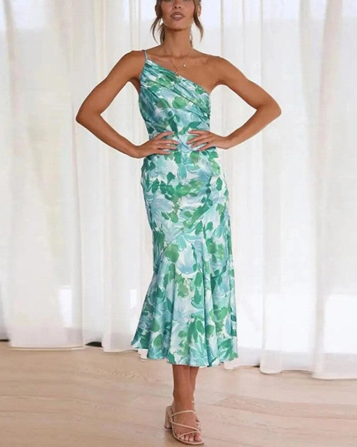 Hailey | Women’s Summer Maxi Dress with Asymmetrical Cut and Floral Pattern