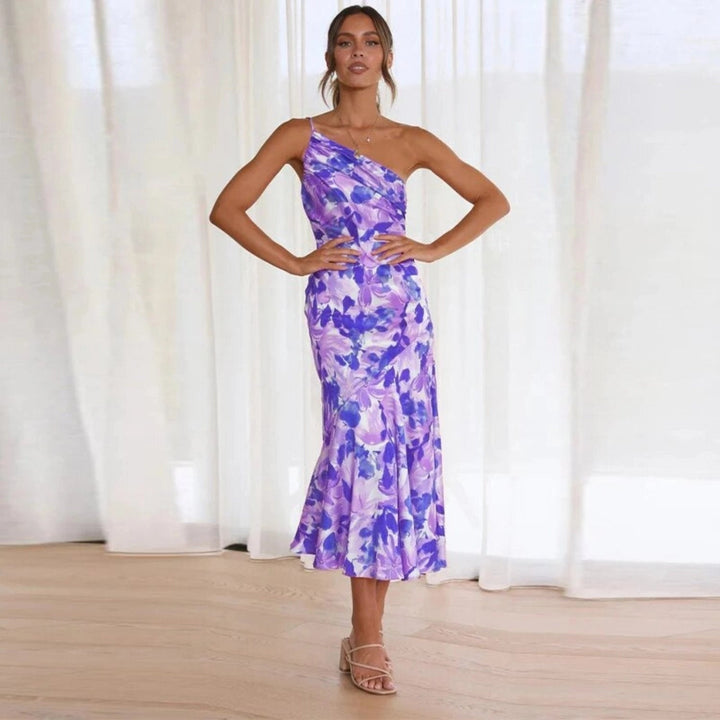 Hailey | Women’s Summer Maxi Dress with Asymmetrical Cut and Floral Pattern