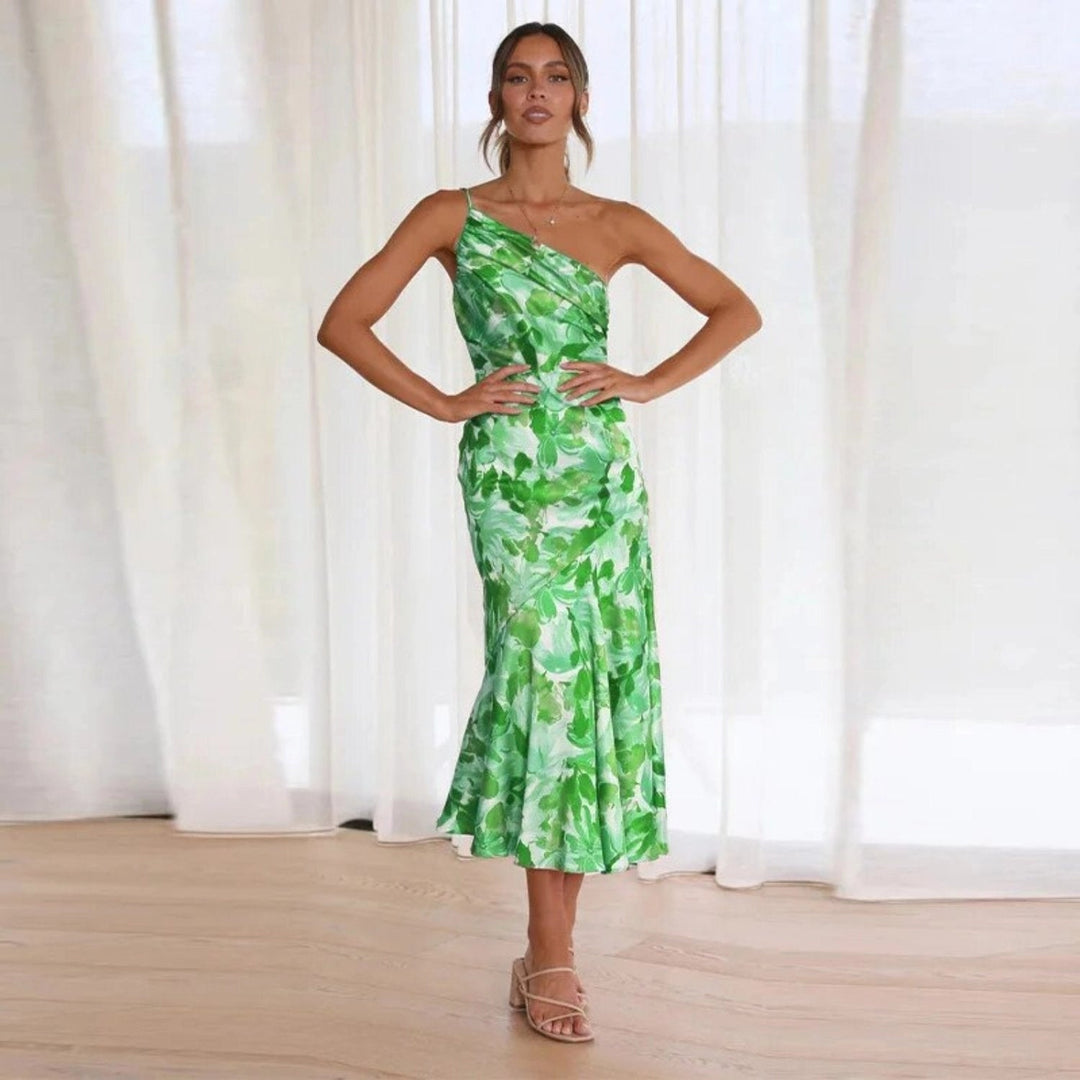Hailey | Women’s Summer Maxi Dress with Asymmetrical Cut and Floral Pattern