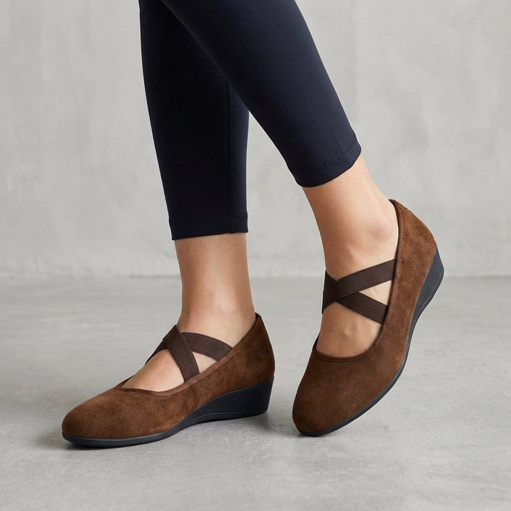 Natalie | Women’s Orthopedic Criss-Cross Strap Wedge Flats