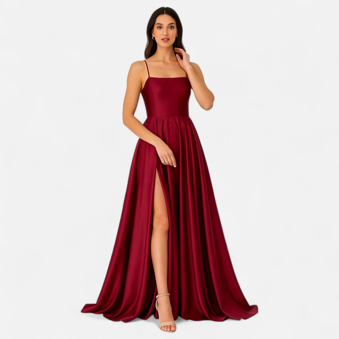 Margaret | Women’s Modern Fit Satin Slit  Maxi Dress