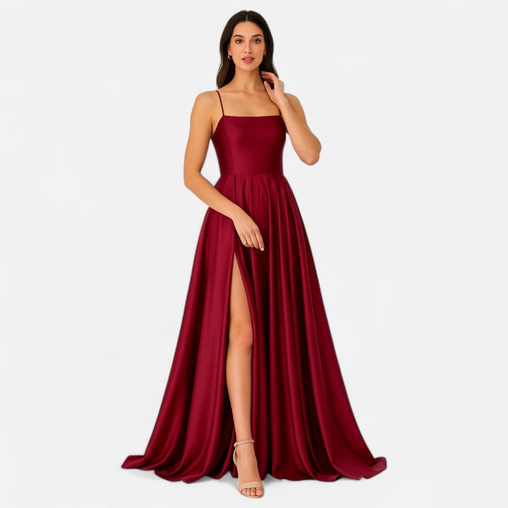 Margaret | Women’s Modern Fit Satin Slit  Maxi Dress