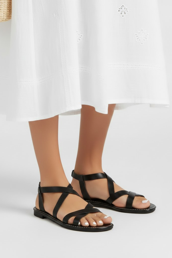 Maria | Women’s Flat Sandals with Criss-Cross Straps