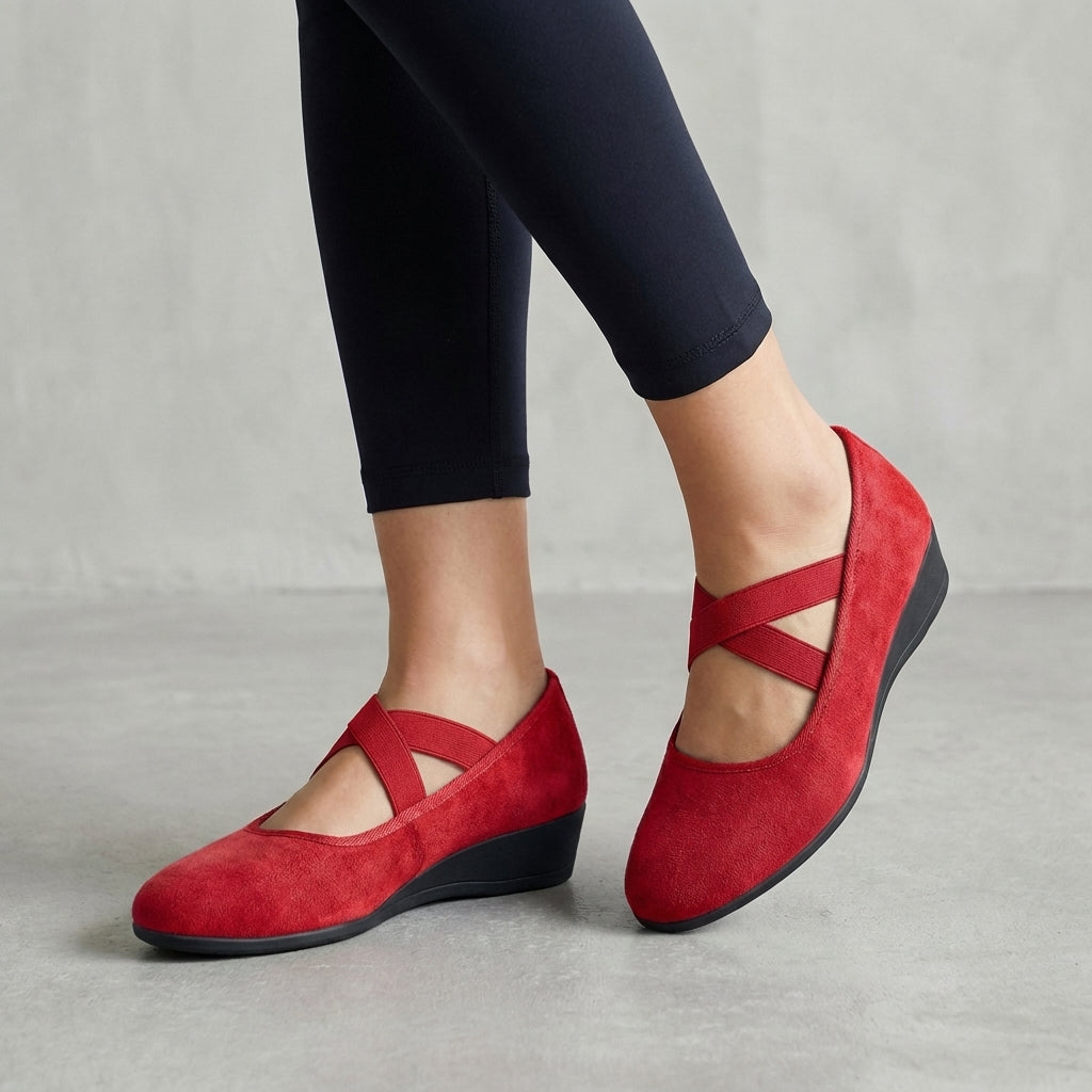 Natalie | Women’s Orthopedic Criss-Cross Strap Wedge Flats