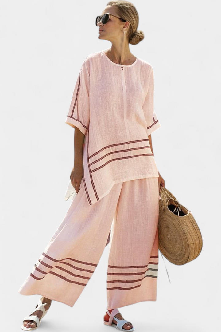 Wynric | Sophisticated Striped Asymmetrical Top &amp; Bold Pants