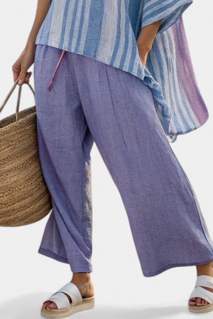 Zellora | Elegant Lavender &amp; Sky Blue Top &amp; Linen Pants