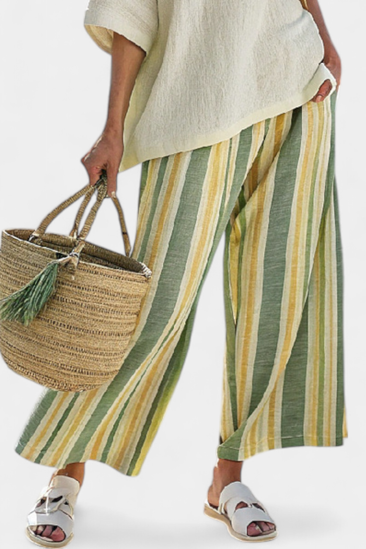 Ellowyn | Sophisticated Top &amp; Striped Linen Pants