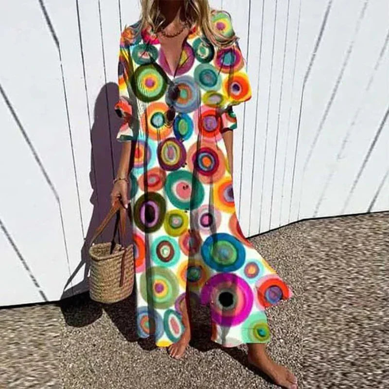 Catherine | Women’s Boho Floral Long Sleeve Maxi Dress