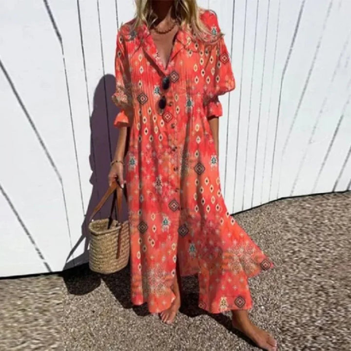Catherine | Women’s Boho Floral Long Sleeve Maxi Dress