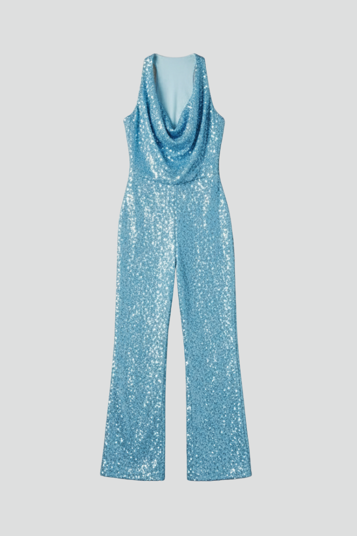 Lauren | Women’s Halter Neck Textured Wide-Leg Jumpsuit