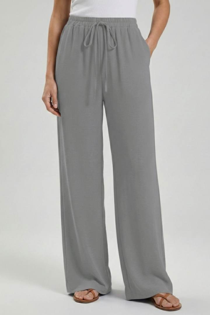 Claire | Women’s Palazzo Pants with Drawstring Waist and Side Pockets