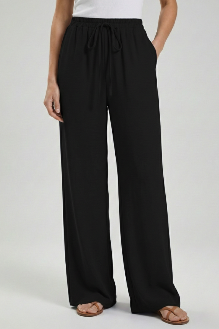 Claire | Women’s Palazzo Pants with Drawstring Waist and Side Pockets