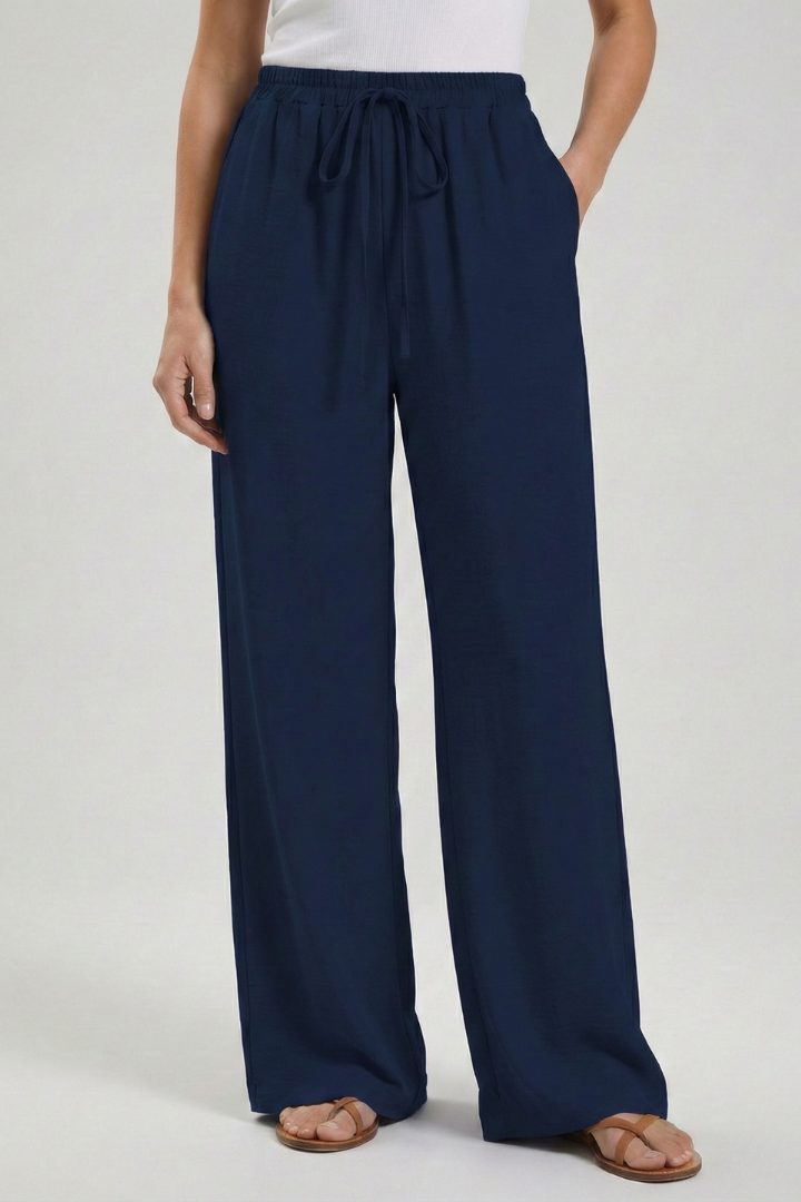 Claire | Women’s Palazzo Pants with Drawstring Waist and Side Pockets