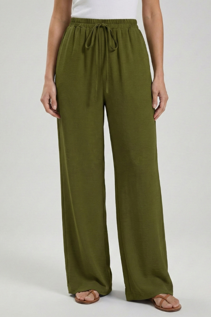 Claire | Women’s Palazzo Pants with Drawstring Waist and Side Pockets