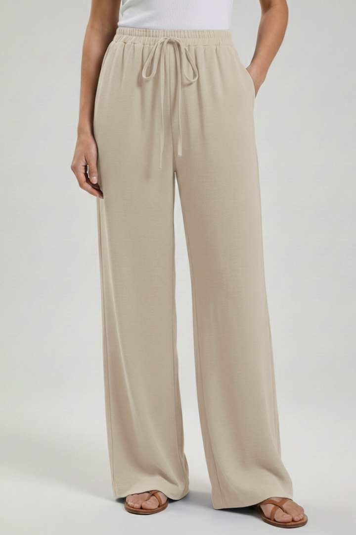 Claire | Women’s Palazzo Pants with Drawstring Waist and Side Pockets