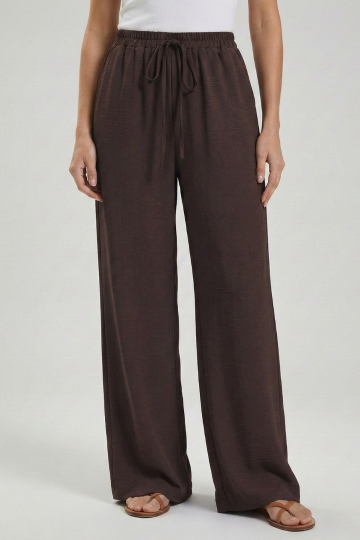 Claire | Women’s Palazzo Pants with Drawstring Waist and Side Pockets