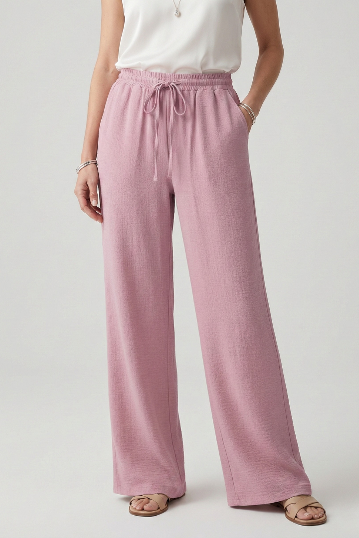 Caroline | Women’s Casual Palazzo Pants with Drawstring Waist and Side Pockets