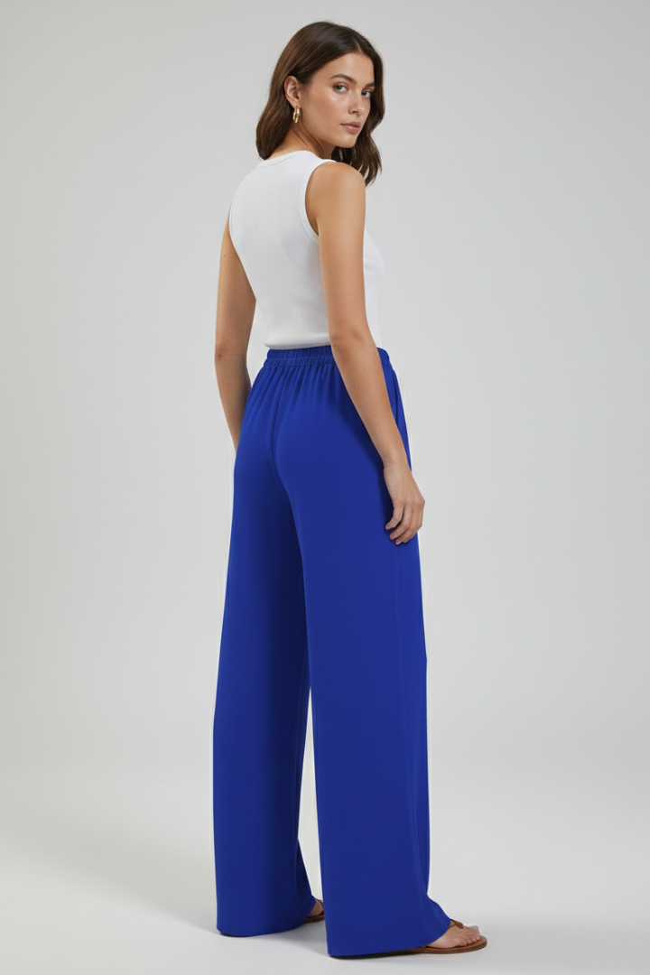 Claire | Women’s Palazzo Pants with Drawstring Waist and Side Pockets