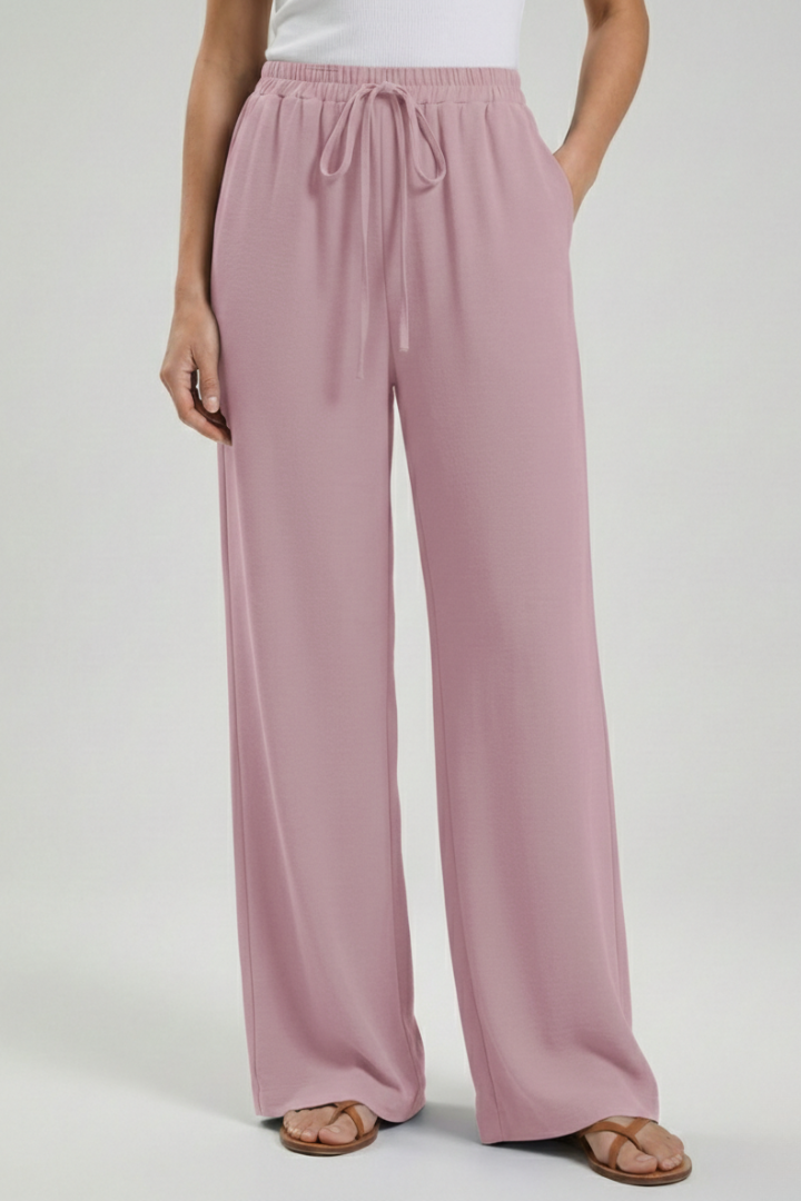 Claire | Women’s Palazzo Pants with Drawstring Waist and Side Pockets