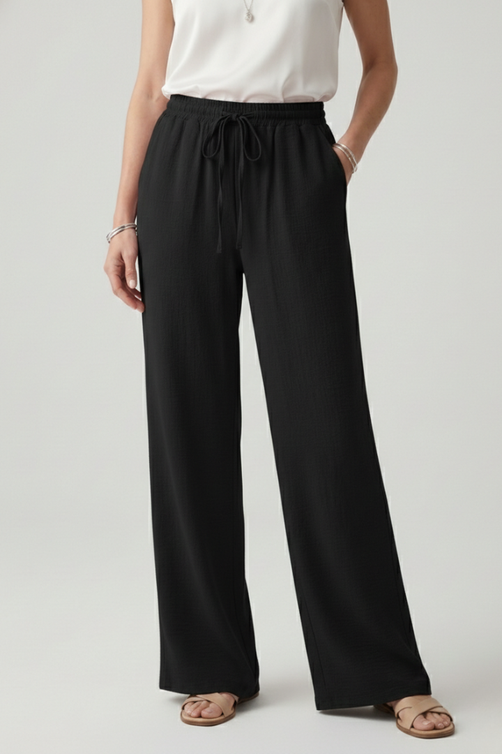 Caroline | Women’s Casual Palazzo Pants with Drawstring Waist and Side Pockets