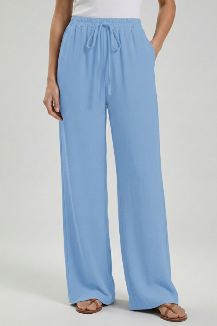 Claire | Women’s Palazzo Pants with Drawstring Waist and Side Pockets