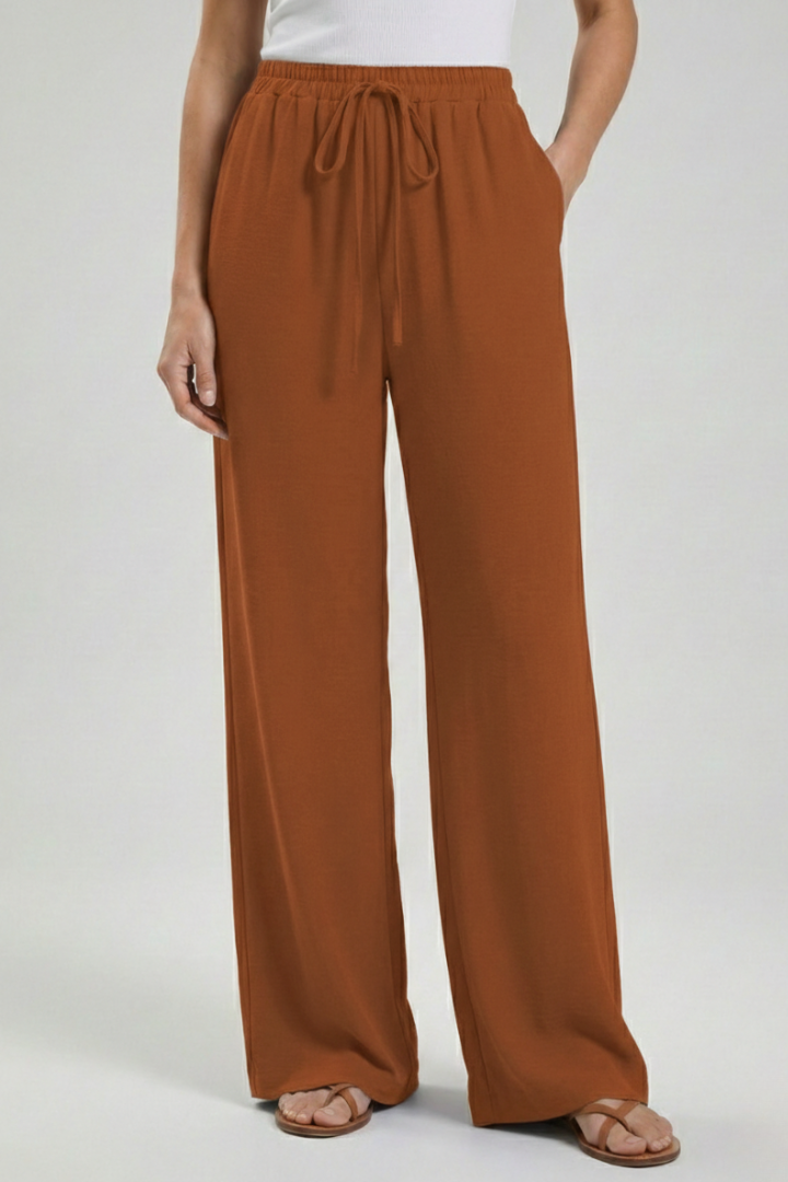 Claire | Women’s Palazzo Pants with Drawstring Waist and Side Pockets