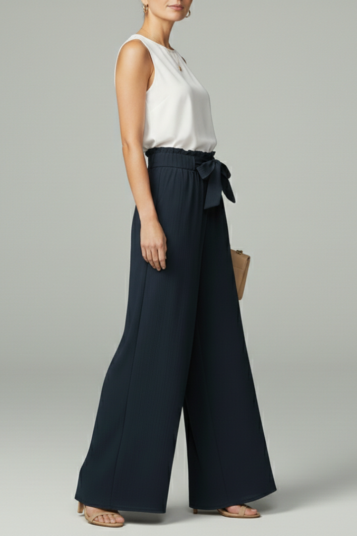 Daisy | Women’s Palazzo Pants with Tie Belt and Wide Legs