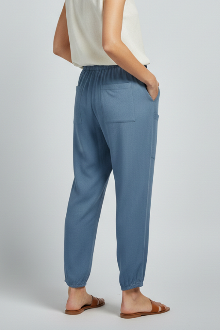 Anna | Women’s Pants with Drawstring Waist and Button Hem