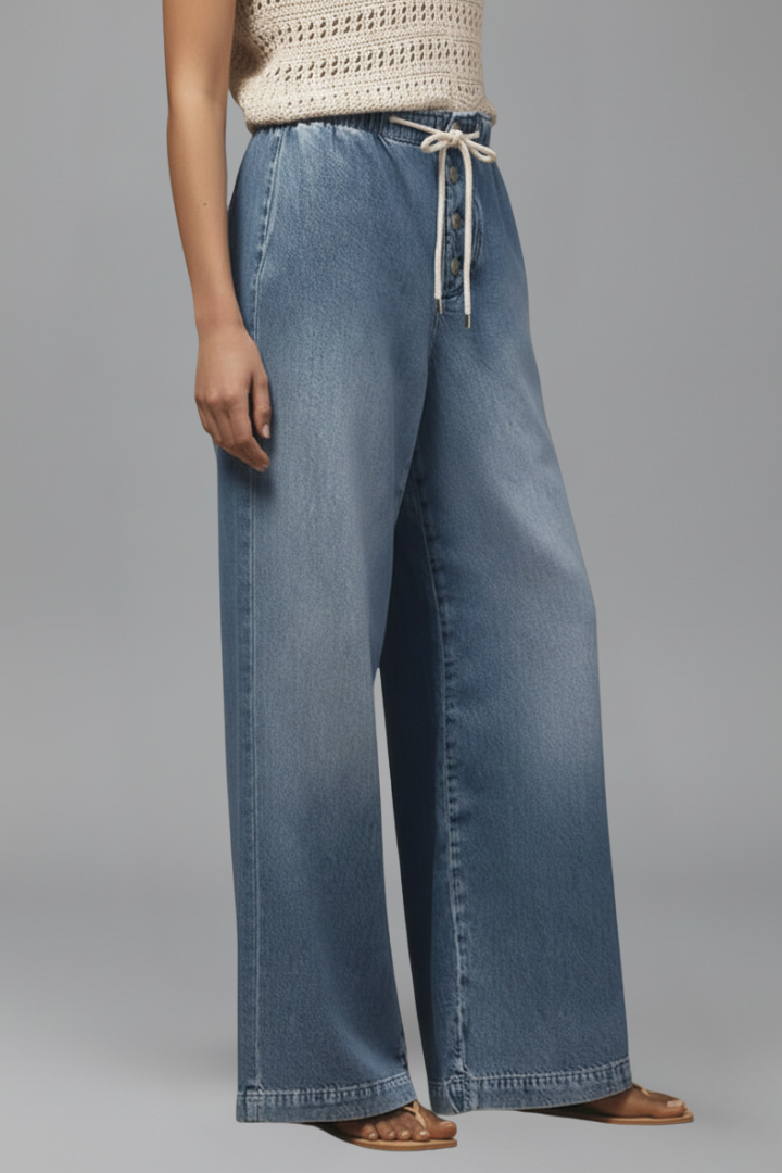 Lauren | Women’s Relaxed Wide-Leg Drawstring Denim Jeans