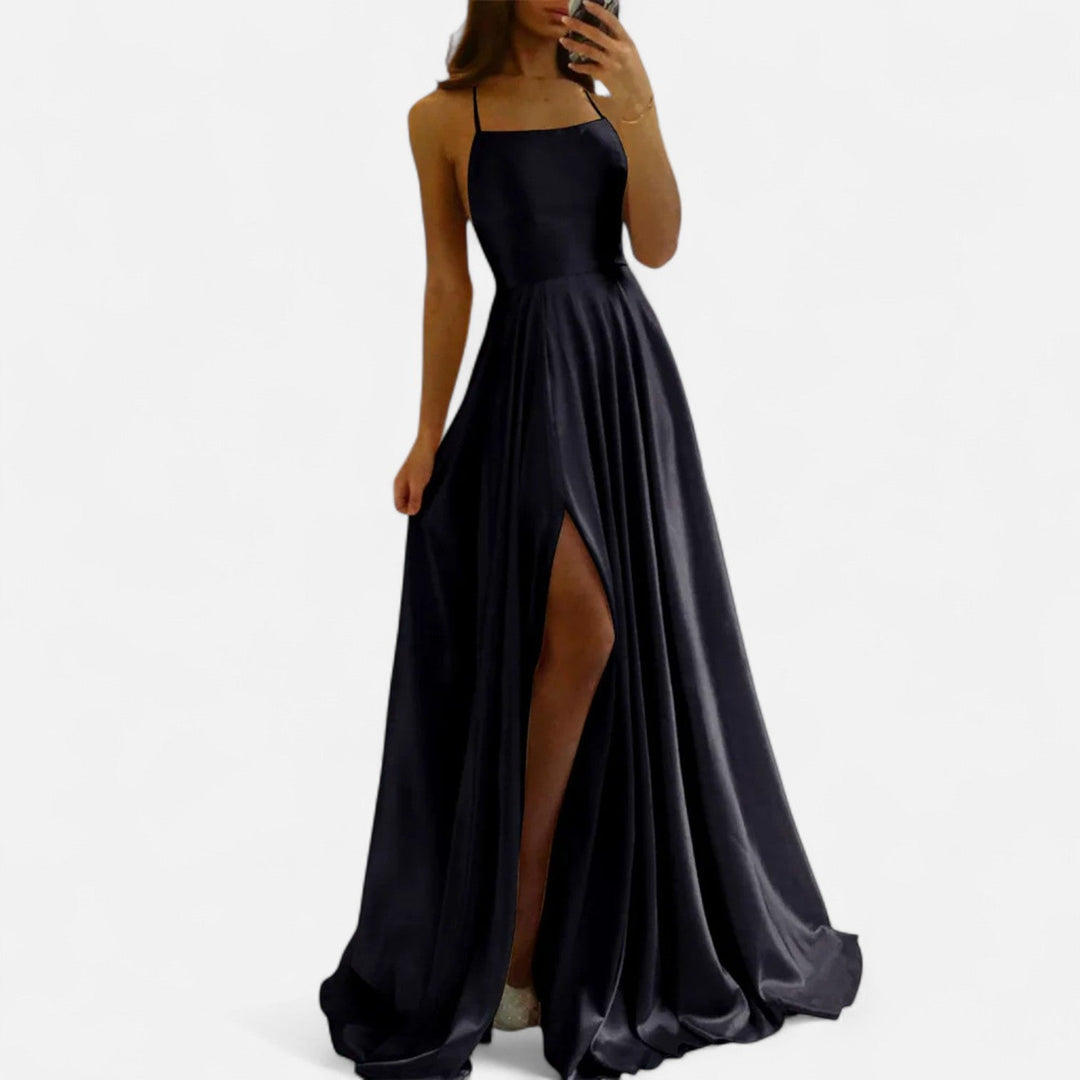 Margaret | Women’s Modern Fit Satin Slit  Maxi Dress
