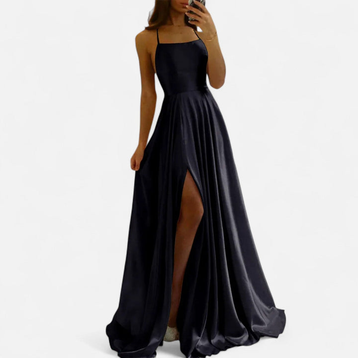 Margaret | Women’s Modern Fit Satin Slit  Maxi Dress