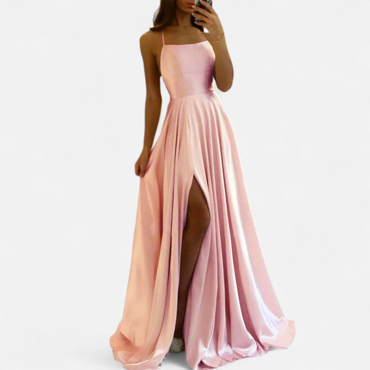 Margaret | Women’s Modern Fit Satin Slit  Maxi Dress