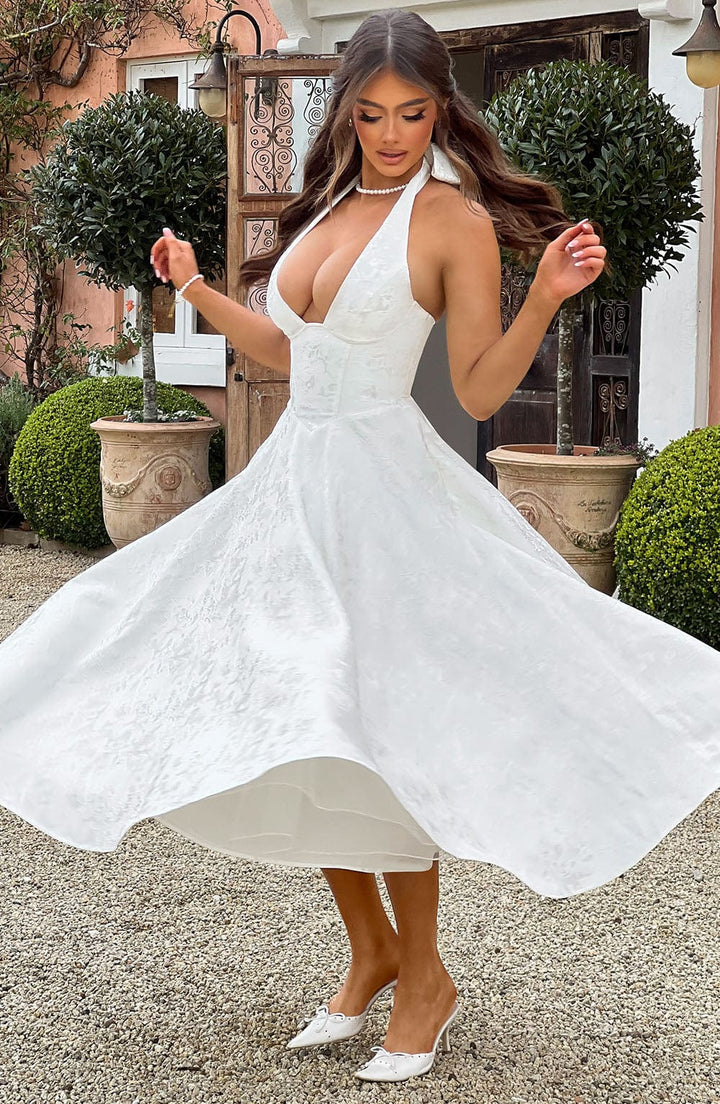 Kimberly | Women’s Wedding Gues Dress Halter Midi Dress