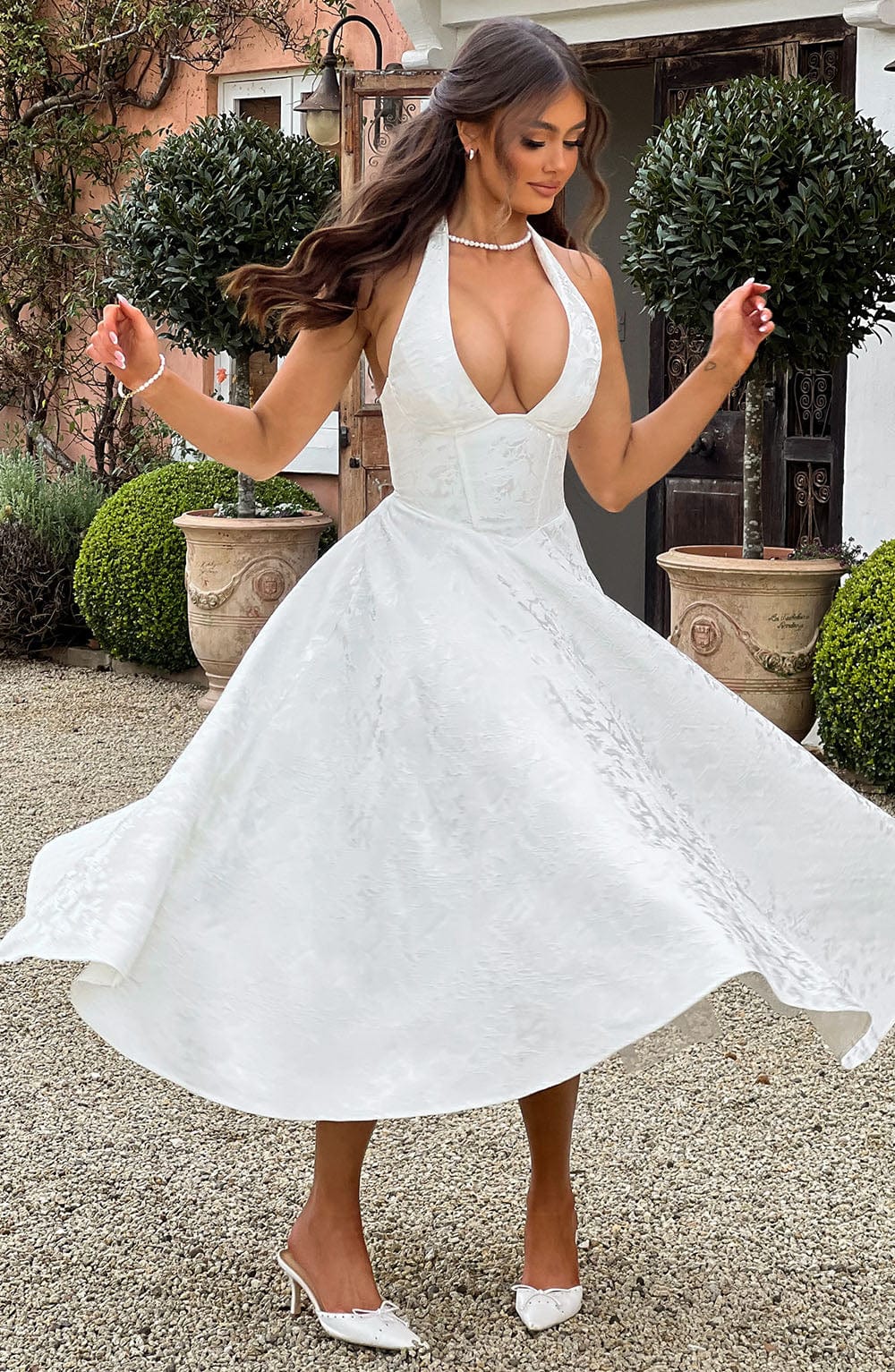 Kimberly | Women’s Wedding Gues Dress Halter Midi Dress
