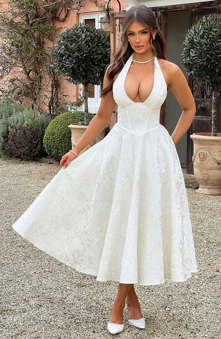 Kimberly | Women’s Wedding Gues Dress Halter Midi Dress