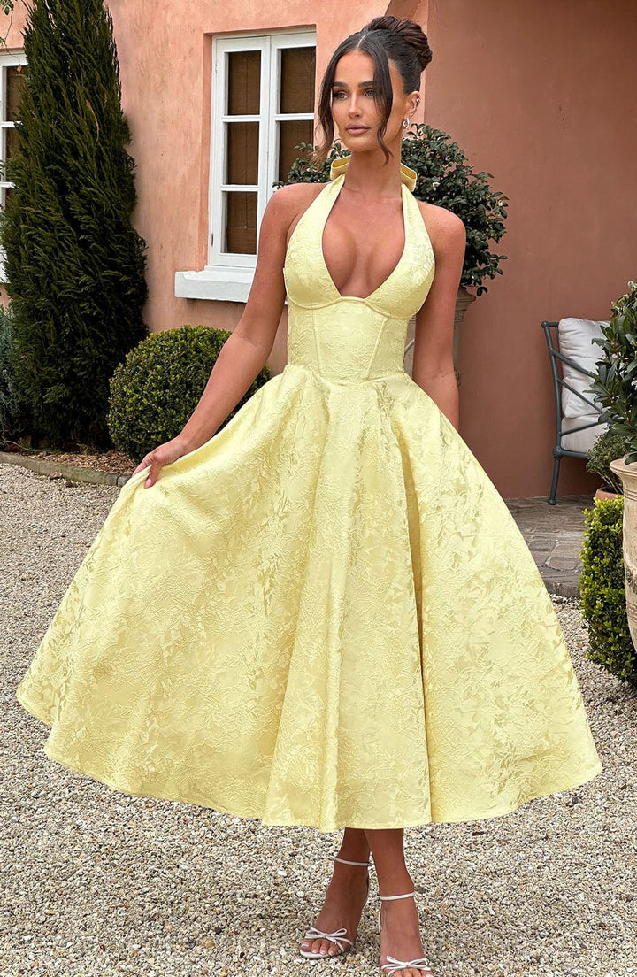 Kimberly | Women’s Wedding Gues Dress Halter Midi Dress