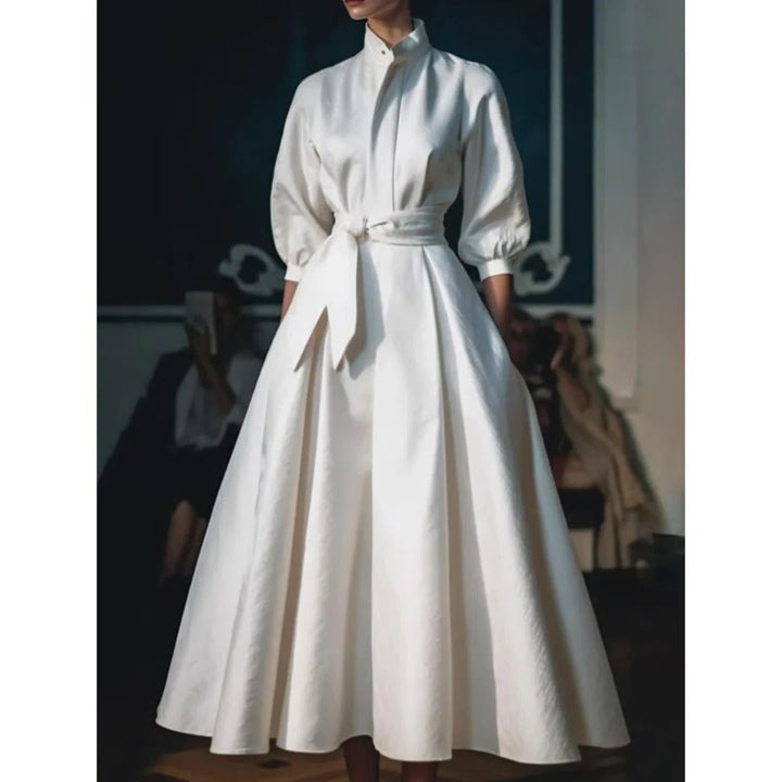 Isabella | Women’s Long Sleeve V Neck A Line Midi Dress