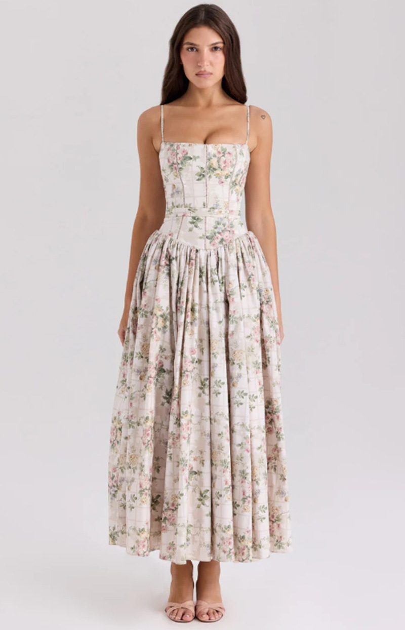 Gabriella | Women’s Wedding Guest Elegant Corset Midi Dress