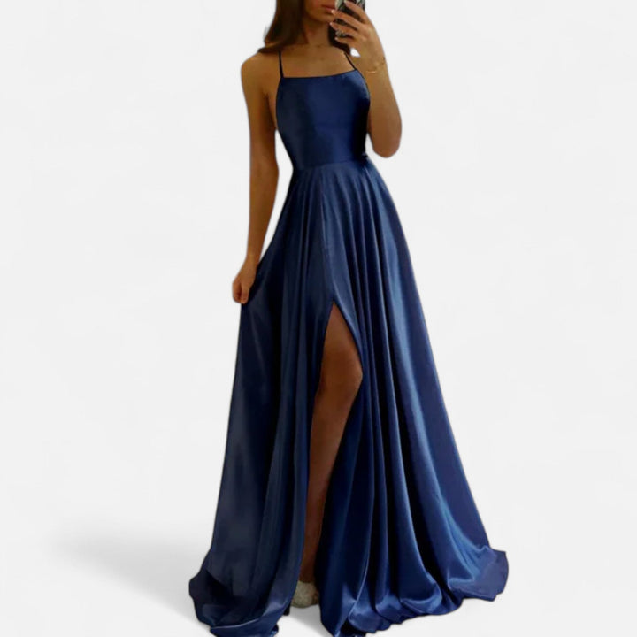 Margaret | Women’s Modern Fit Satin Slit  Maxi Dress