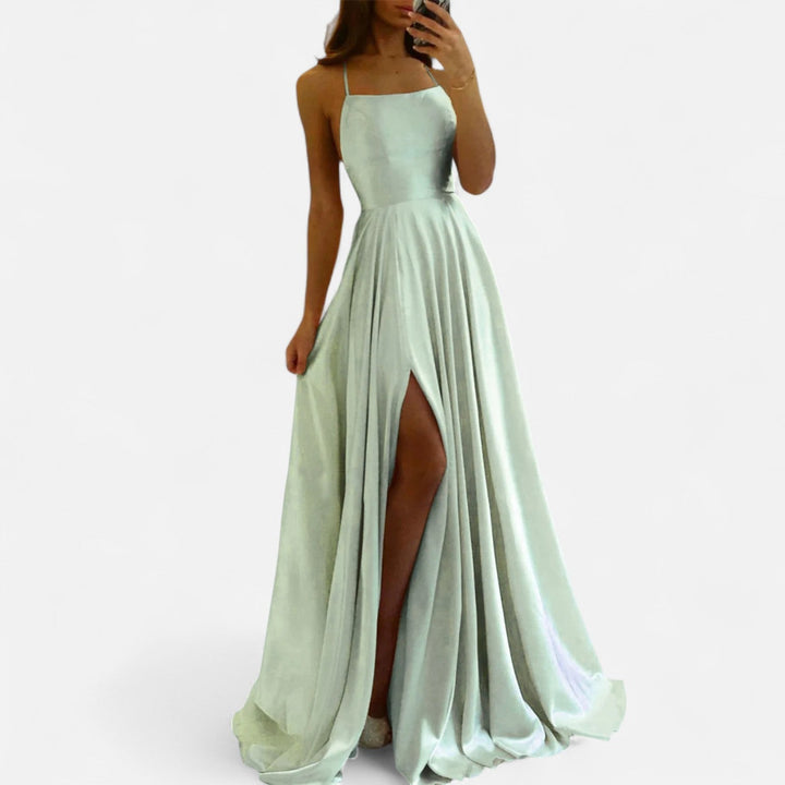 Margaret | Women’s Modern Fit Satin Slit  Maxi Dress
