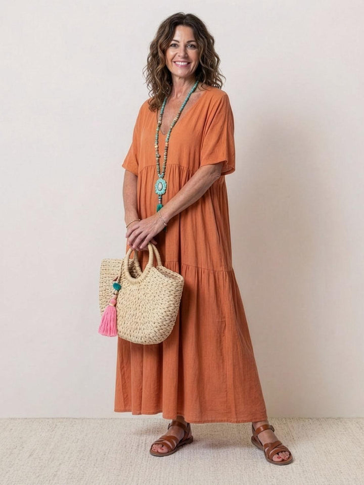 Brooklyn | Women’s Boho V Neck Tiered Maxi Dress