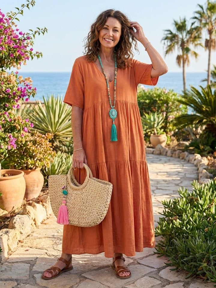 Brooklyn | Women’s Boho V Neck Tiered Maxi Dress
