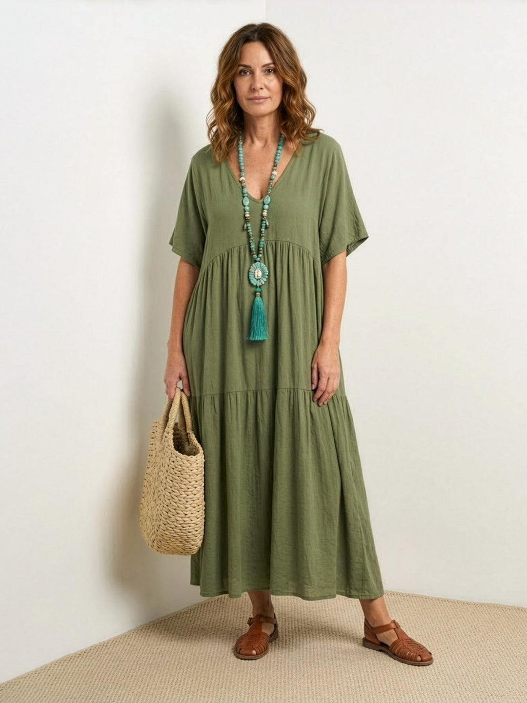 Brooklyn | Women’s Boho V Neck Tiered Maxi Dress