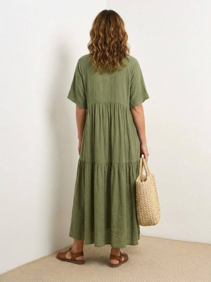 Brooklyn | Women’s Boho V Neck Tiered Maxi Dress