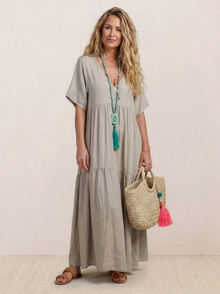 Brooklyn | Women’s Boho V Neck Tiered Maxi Dress
