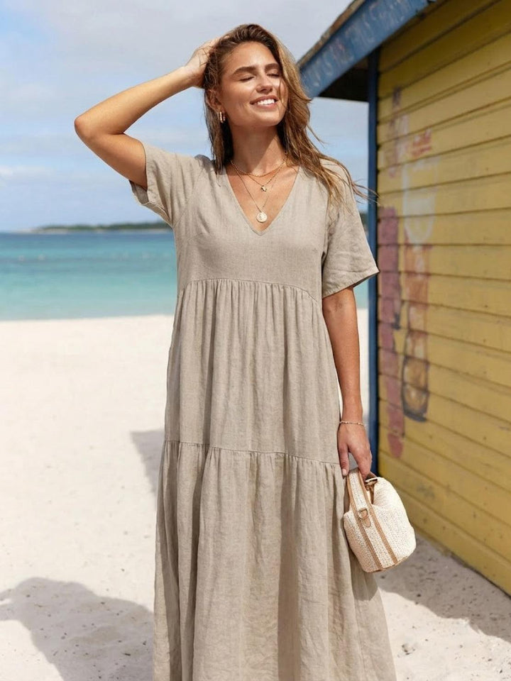 Brooklyn | Women’s Boho V Neck Tiered Maxi Dress