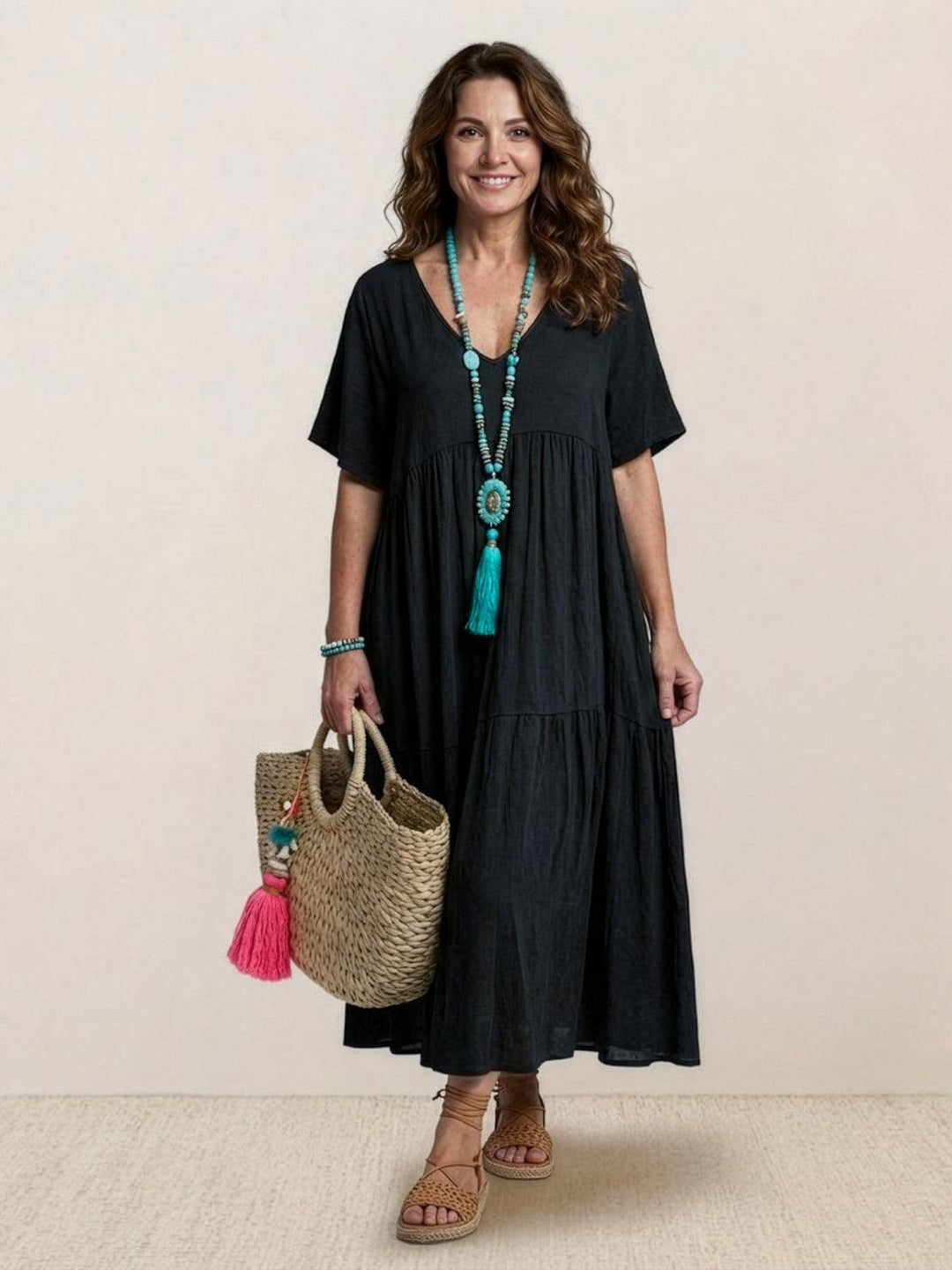 Brooklyn | Women’s Boho V Neck Tiered Maxi Dress